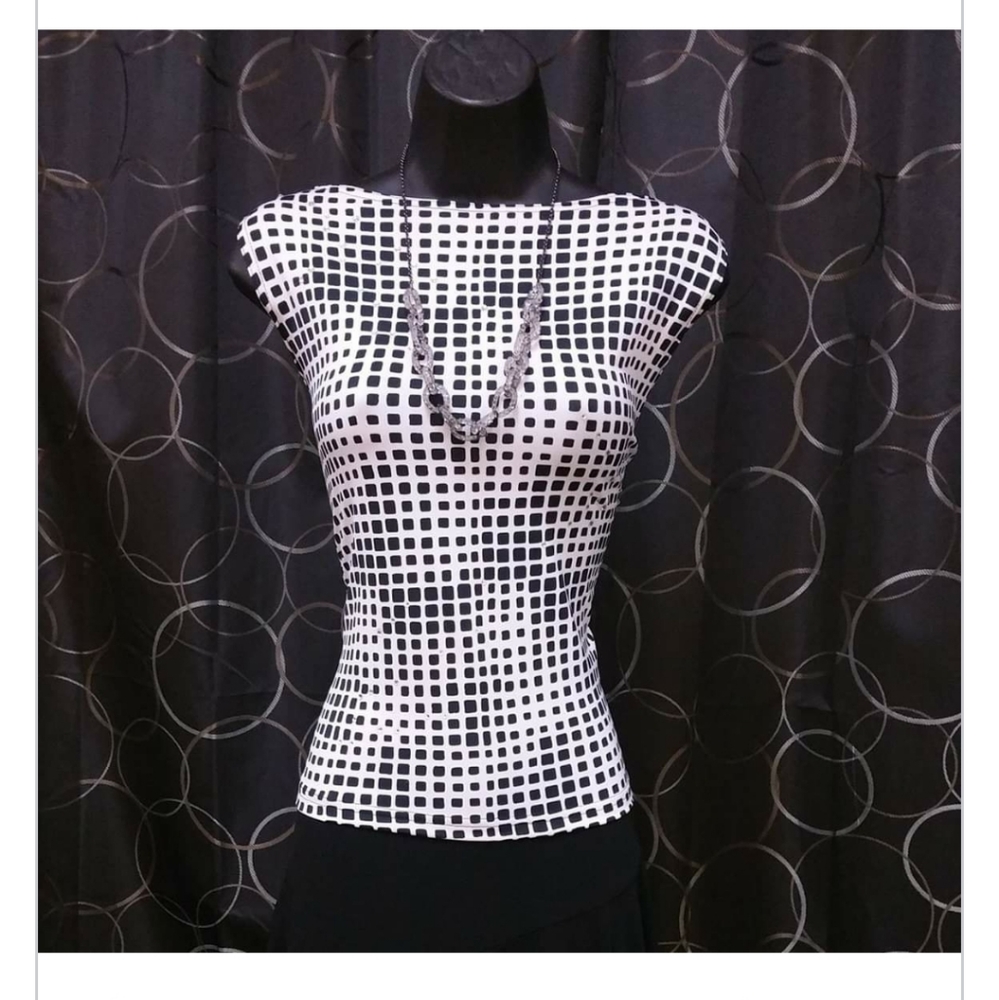Crystal sparkle geo print sleeveless top